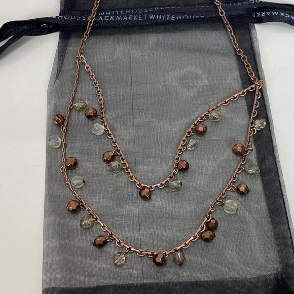 NWT Women's Two Strand Necklace with Bronze and Clear Beads - Picture 1 of 14